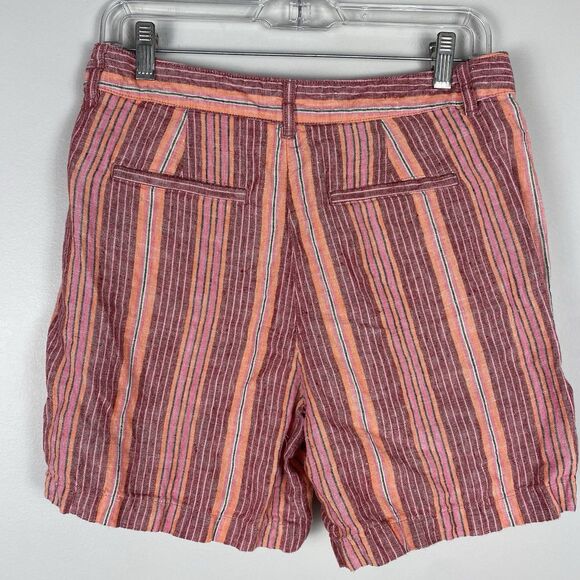 J Jill Love Linen Sz 6 Small Striped Shorts Preppy Nautical Vacation Comfort - Picture 3 of 5